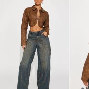 Fashion Nova Faux Leather Top Jacket Crop